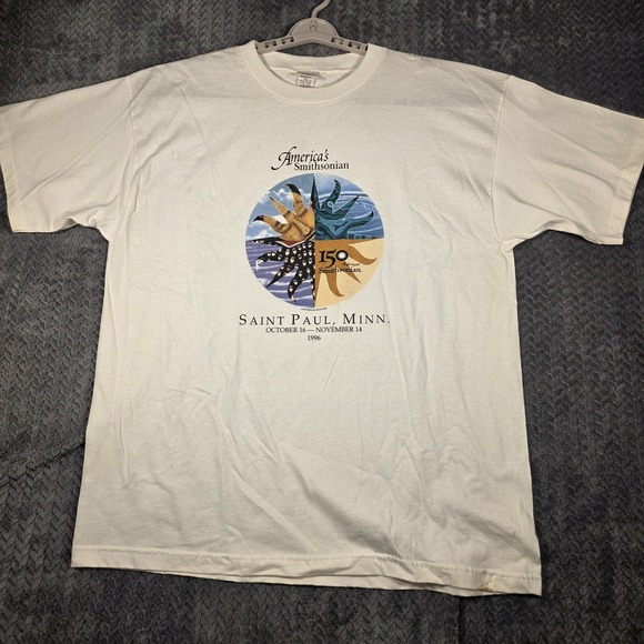 America's Smithsonian 1996 Saint Paul MN Men's T-Shirt XXL White VTG Made In USA